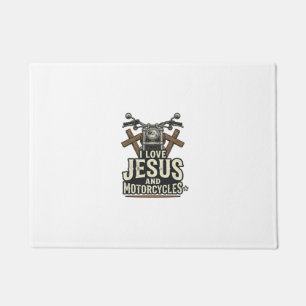 Jesus und Motorräder Vintage christlicher Biker-En Fußmatte