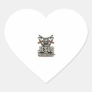 Jesus und Motorräder Vintage christlicher Biker-En Herz-Aufkleber