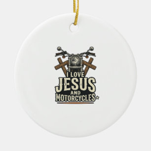 Jesus und Motorräder Vintage christlicher Biker-En Keramik Ornament