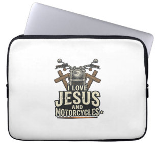 Jesus und Motorräder Vintage christlicher Biker-En Laptopschutzhülle