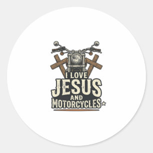 Jesus und Motorräder Vintage christlicher Biker-En Runder Aufkleber