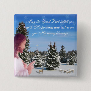 Jesus und Schafe Button