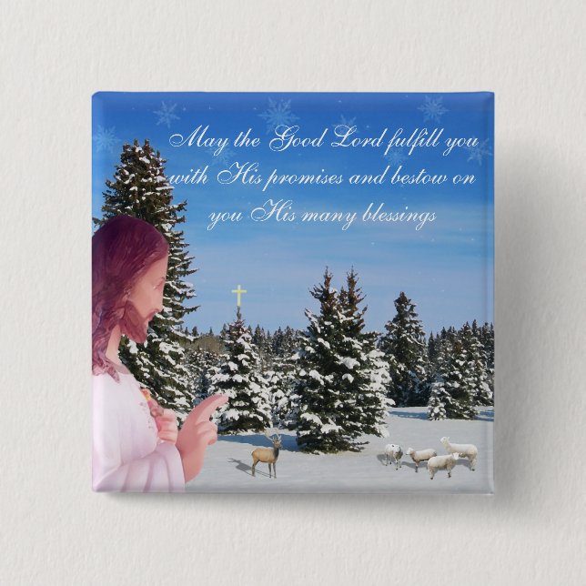 Jesus und Schafe Button (Vorderseite)