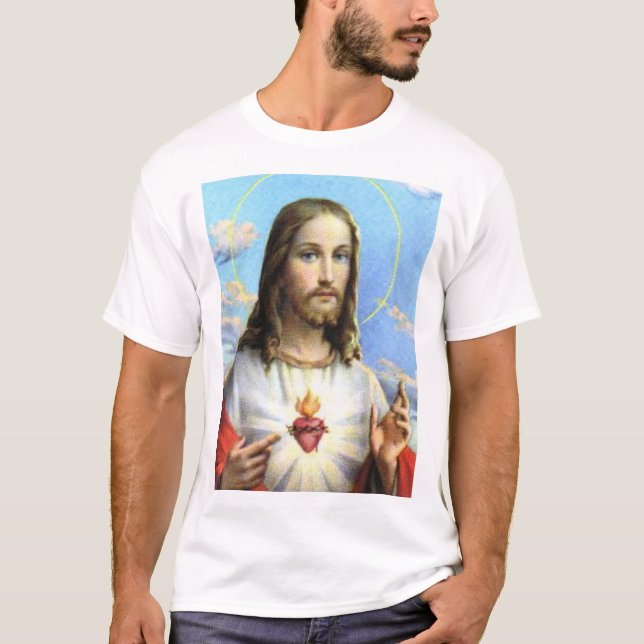 Jesus und sein heiliges Herz T-Shirt (Vorderseite)