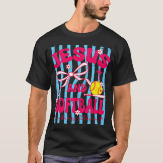 Jesus und Softball-Band Christliche Mama Mädchen T-Shirt