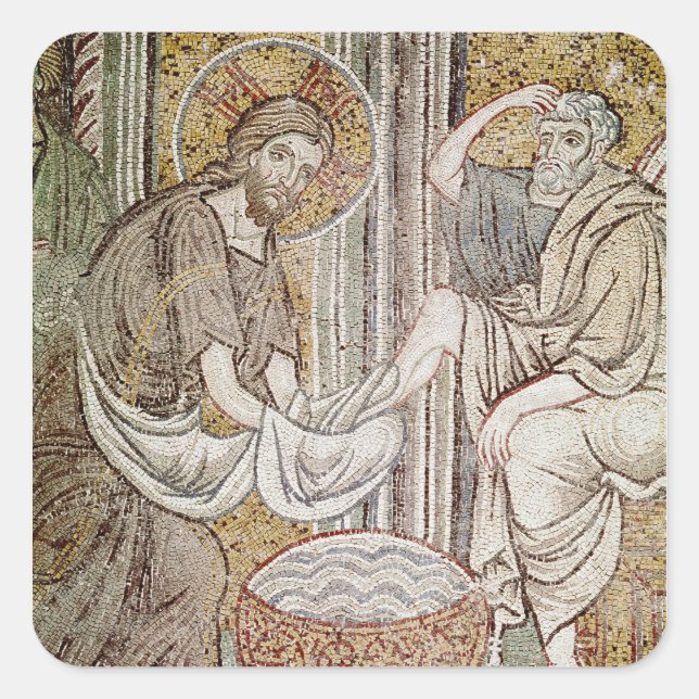 Jesus und St Peter Quadratischer Aufkleber (Vorderseite)