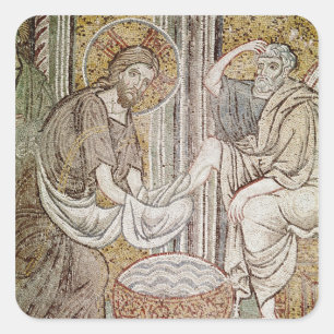 Jesus und St Peter Quadratischer Aufkleber