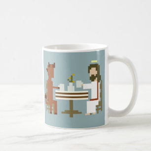 Jesus und Teufel, die Kaffee-Pixel-Kunst-Tasse Tasse