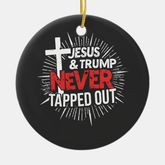 Jesus und Trump haben nie Gestochen Keramik Ornament (Vorne)
