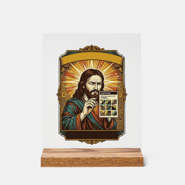 Jesus unscharfe Treppe Captcha-Test Tech-Sicherhei Acrylschild (Vorderseite)