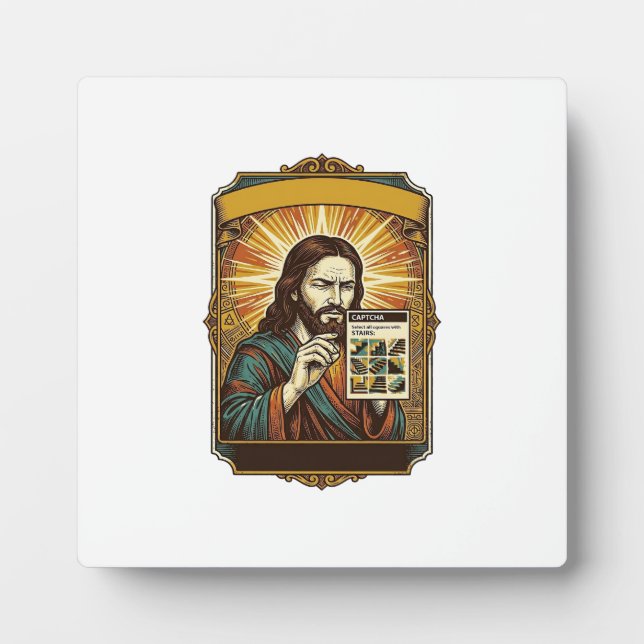 Jesus unscharfe Treppe Captcha-Test Tech-Sicherhei Fotoplatte (Vorderseite)