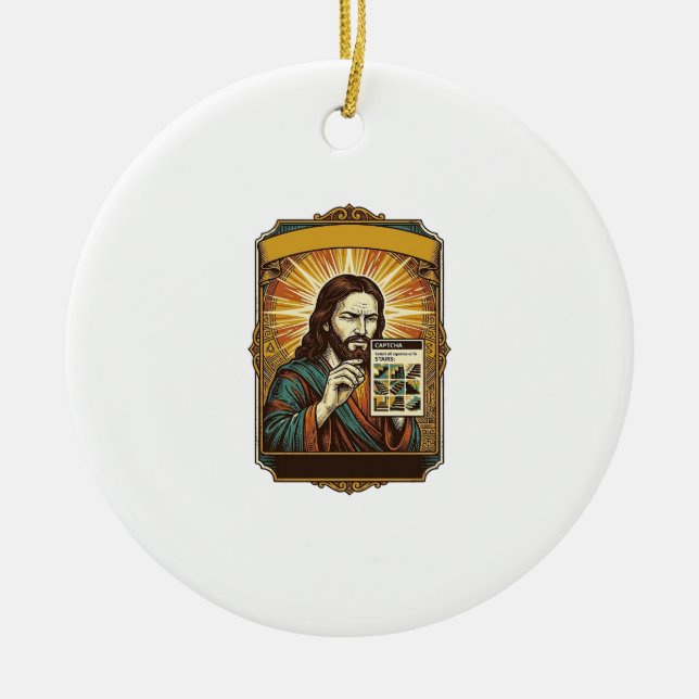 Jesus unscharfe Treppe Captcha-Test Tech-Sicherhei Keramik Ornament (Vorne)