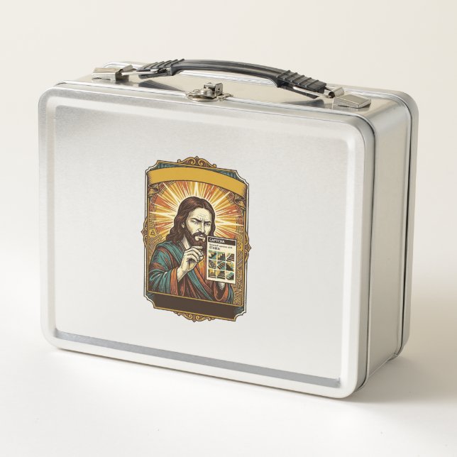 Jesus unscharfe Treppe Captcha-Test Tech-Sicherhei Metall Brotdose (Vorderseite)