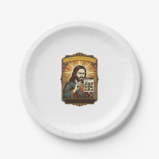 Jesus unscharfe Treppe Captcha-Test Tech-Sicherhei Pappteller (Vorderseite)