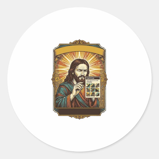 Jesus unscharfe Treppe Captcha-Test Tech-Sicherhei Runder Aufkleber (Vorderseite)