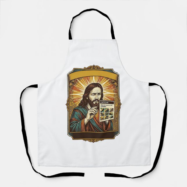Jesus unscharfe Treppe Captcha-Test Tech-Sicherhei Schürze (Vorderseite)