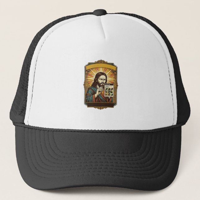 Jesus unscharfe Treppe Captcha-Test Tech-Sicherhei Truckerkappe (Vorderseite)