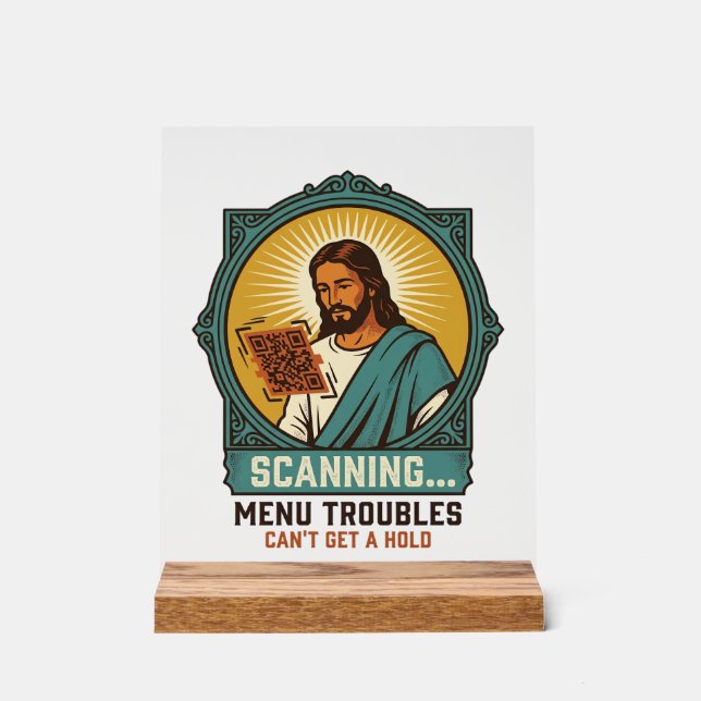Jesus unscharfer QR-Code wird nicht scannen Menü T Acrylschild (Vorderseite)
