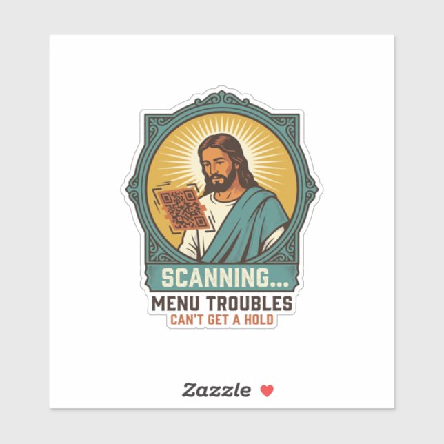 Jesus unscharfer QR-Code wird nicht scannen Menü T Aufkleber (Blatt)
