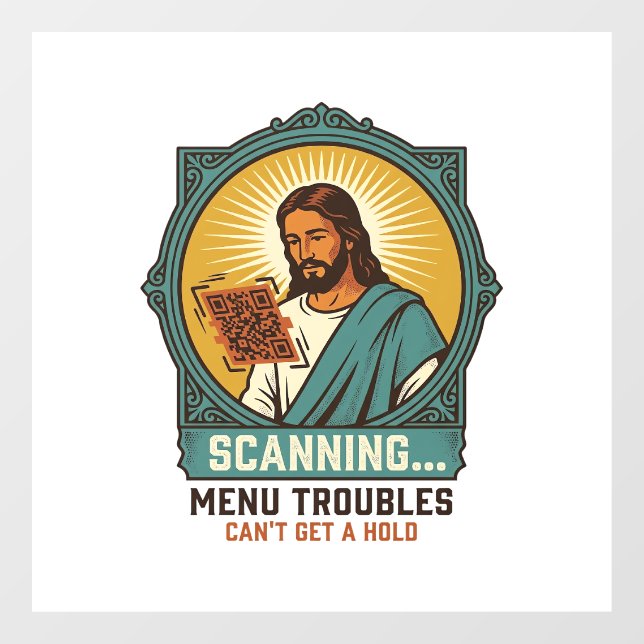 Jesus unscharfer QR-Code wird nicht scannen Menü T Fensteraufkleber (Blatt)