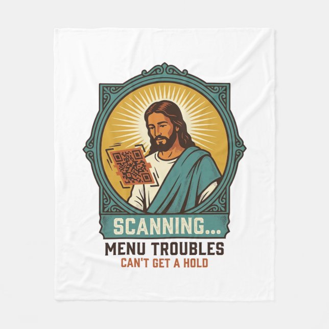 Jesus unscharfer QR-Code wird nicht scannen Menü T Fleecedecke (Vorderseite)