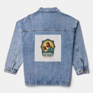 Jesus unscharfer QR-Code wird nicht scannen Menü T Jeansjacke