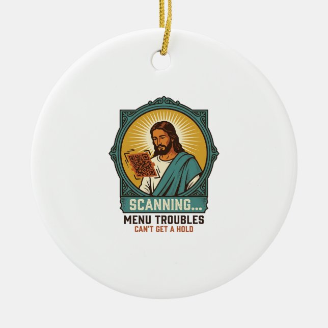 Jesus unscharfer QR-Code wird nicht scannen Menü T Keramik Ornament (Vorne)