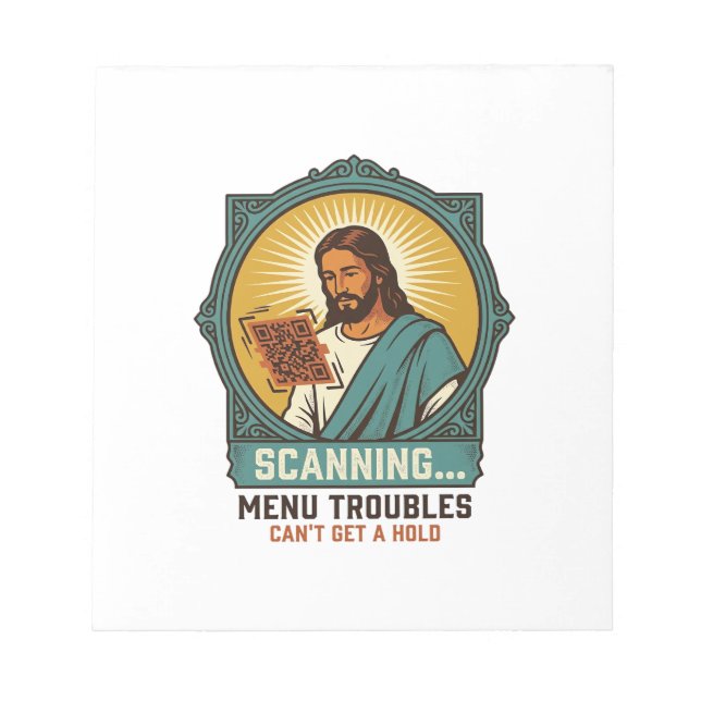 Jesus unscharfer QR-Code wird nicht scannen Menü T Notizblock (Vorderseite)
