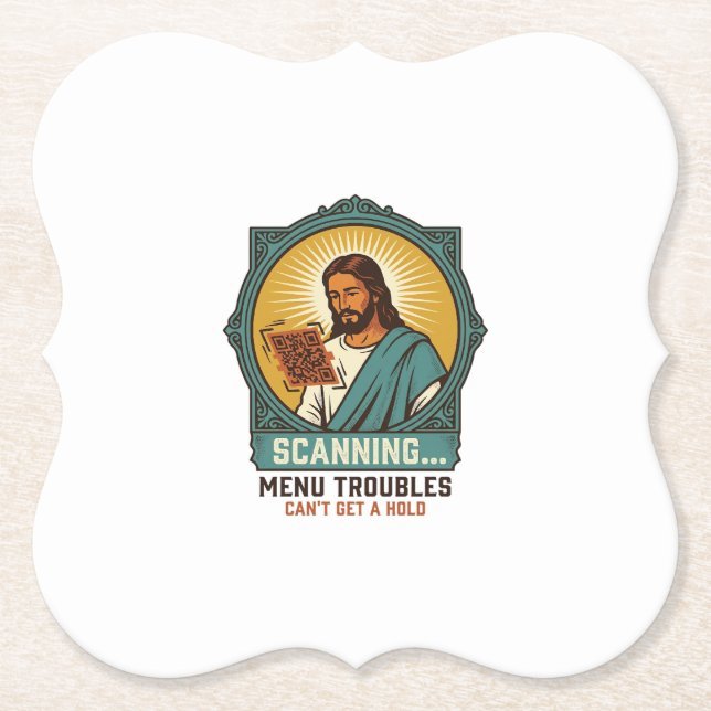 Jesus unscharfer QR-Code wird nicht scannen Menü T Untersetzer (Vorderseite)