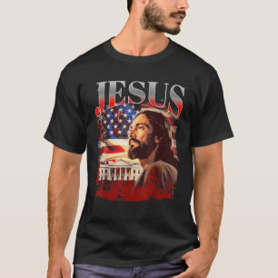 Jesus USA America Patriot Meme 90s Bootleg Rap Mer T-Shirt