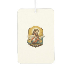 Jesus verbrannte Finger beim Herausnehmen des Tell Autolufterfrischer