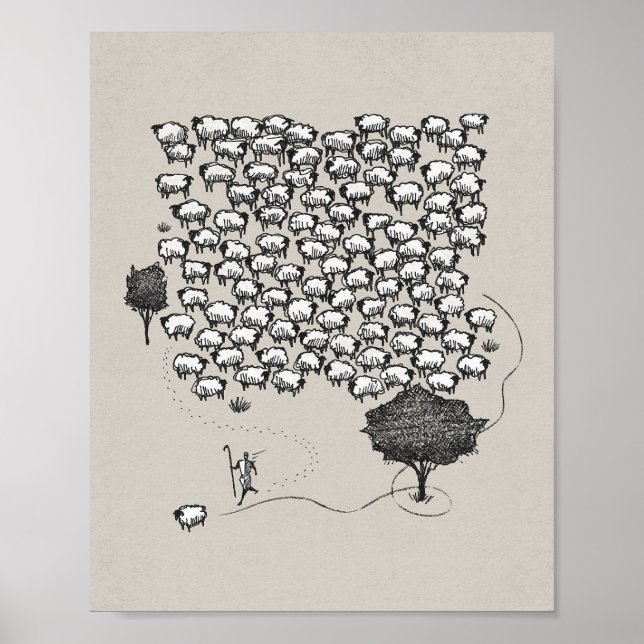 Jesus Verlasst die 99 - Der gute Hirte Poster (Vorne)