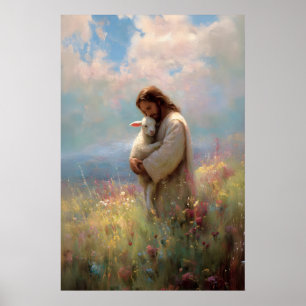 Jesus verlässt die 99 Jesus und verlorene Schafe W Poster