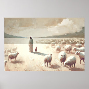 Jesus verlässt die 99 Minimalistische Aquarellmale Poster