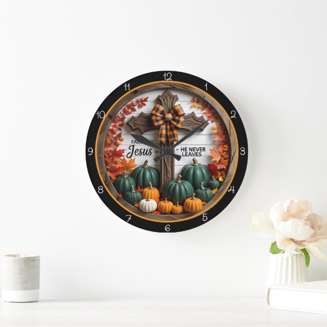 Jesus Verlässt Nie Herbst-Christliche Dekoration Große Wanduhr (Zuhause)