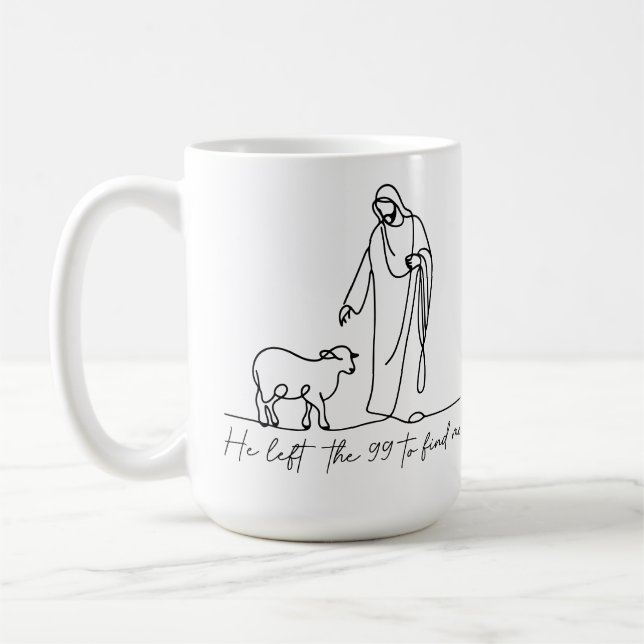 Jesus Verließ die 99 verlorene Sheep Line Art Kaffeetasse (Links)