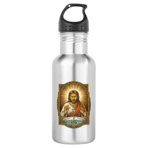 Jesus verlor Kontaktlinse im Badezimmer Waschbecke Edelstahlflasche