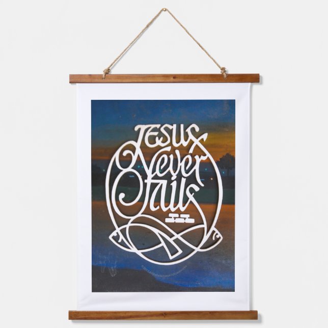 JESUS versage niemals Holztopfer Wandteppich Mit Holzrahmen (Vorderseite)