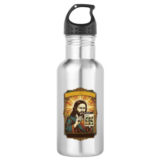 Jesus verschwommene Treppe Captcha-Test Tech-Siche Edelstahlflasche (Vorderseite)