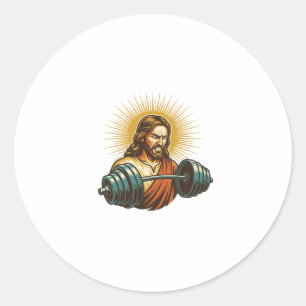 Jesus versehentlich zu viel Gewicht hinzufügen Fit Runder Aufkleber
