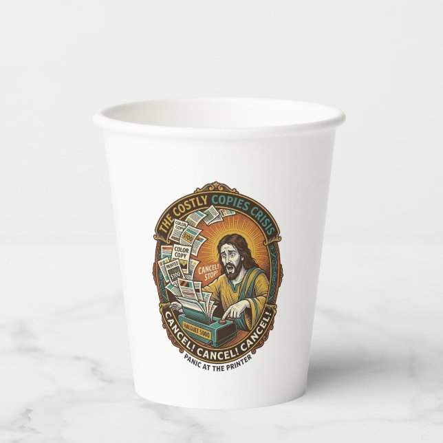 Jesus versehentlicher 100 Farbdrucke Druckerfehler Pappbecher (Vorderseite)