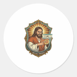Jesus versehentlicher Videoanruf wählt Social Medi Runder Aufkleber