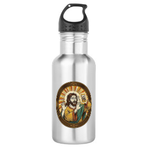 Jesus versehentliches Selfie mit Doppelkinn von de Edelstahlflasche