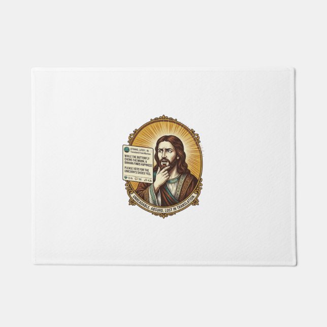 Jesus verwirrt Auto-Übersetzung Post fehlgeschlage Fußmatte (Vorderseite)