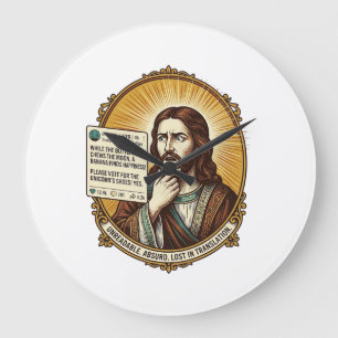 Jesus verwirrt Auto-Übersetzung Post fehlgeschlage Große Wanduhr
