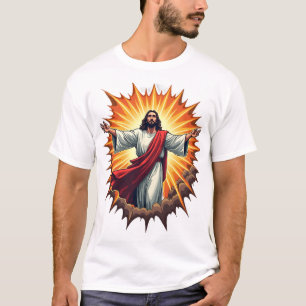 Jesus Victory Burst Vintage Gravur T-Shirt