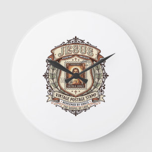 Jesus Vintage-Postage-Stempel Jesus Vintage-Postag Große Wanduhr