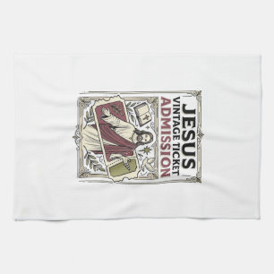 Jesus Vintage Ticket Eintritt Jesus Vintage Ticke Geschirrtuch
