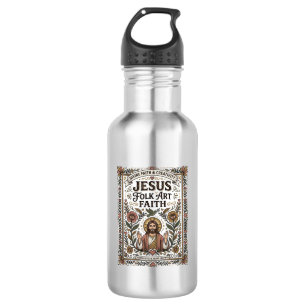 Jesus Volkskunst Glaube Jesus Volkskunst Christlic Edelstahlflasche