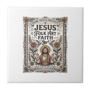 Jesus Volkskunst Glaube Jesus Volkskunst Christlic Fliese